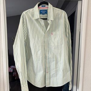 Abercrombie & Fitch Men's Yellow and Blue Striped Shirt